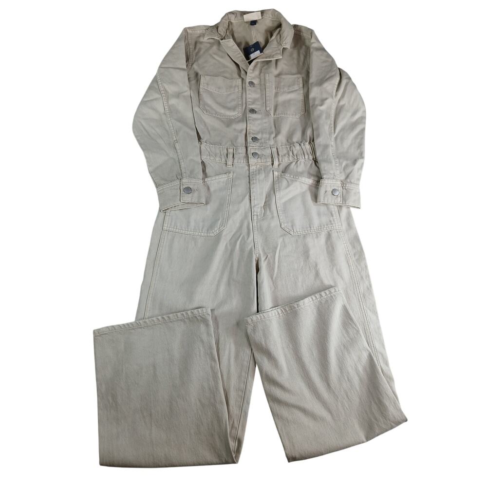 Universal Thread Romper Jumpsuit Women Size 4 Tan Denim Wide Leg Utility NWT